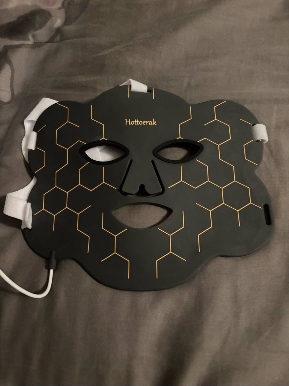 Black Face Mask with Gold Honeycomb Accent